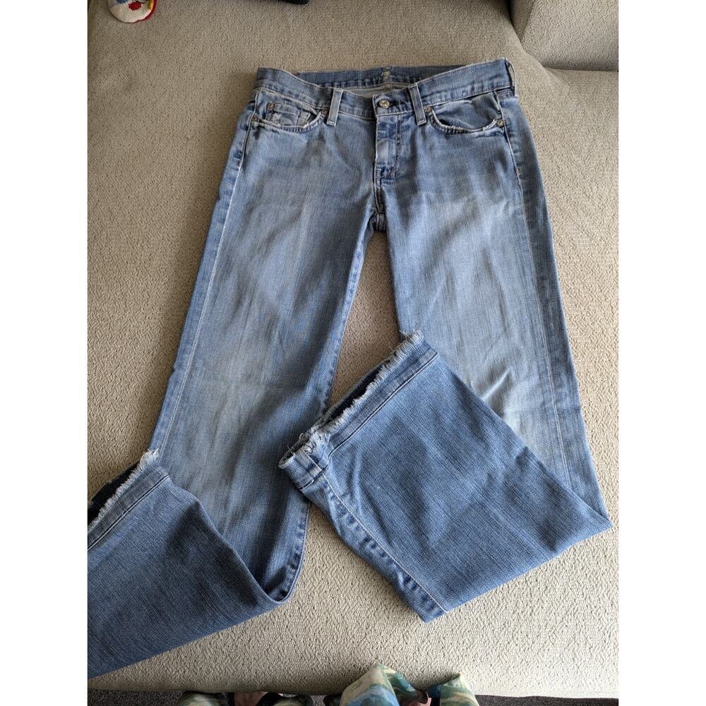 7 For All Mankind Jeans Womens 29 (Measures 32) Pocket Blue Medium Frayed Hems